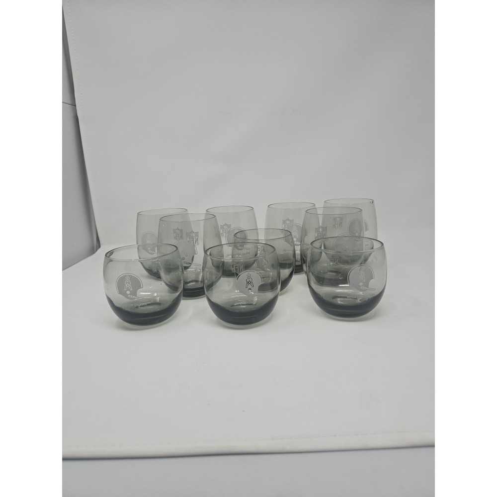 Vintage 1970's Houston Oilers NFL Smokey Highball and‎  Lowball Glasses